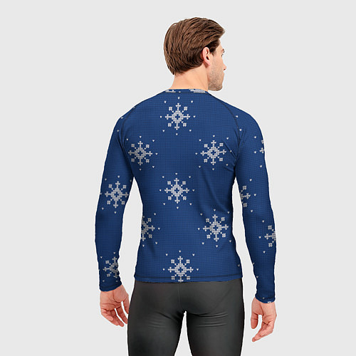 Мужской рашгард Вязаный зимний узор с оленями и снежинками / 3D-принт – фото 4