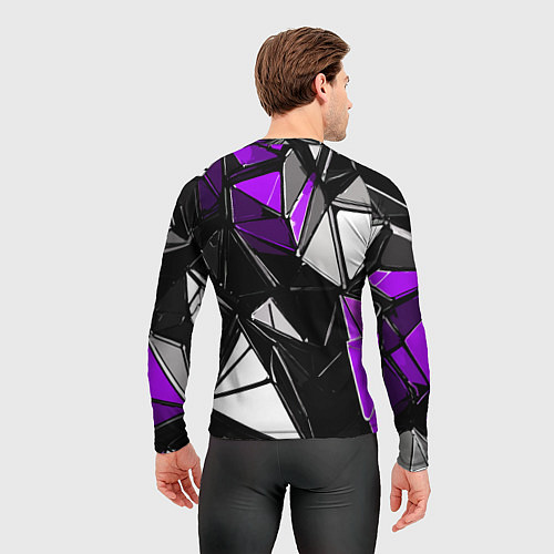 Мужской рашгард Фиолетово-белые рельефные треугольники на чёрном ф / 3D-принт – фото 4