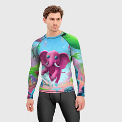 Рашгард мужской Парящий в воздухе розовый слон - сюрреализм, цвет: 3D-принт — фото 2