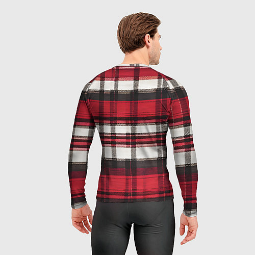 Мужской рашгард Красно-белая ткань в клетку / 3D-принт – фото 4