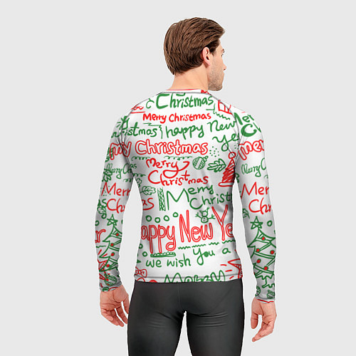 Мужской рашгард Новогодняя атмосфера merry christmas / 3D-принт – фото 4
