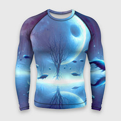 Мужской рашгард Луна и рыбы - нейроарт фантазия