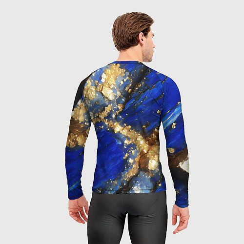 Мужской рашгард Золотой минерал в синем камне / 3D-принт – фото 4