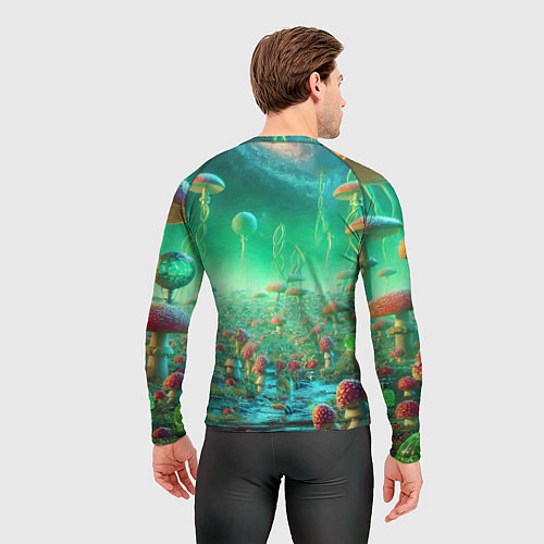 Мужской рашгард Рик и Морти изучают планету мухоморов - нейроарт ф / 3D-принт – фото 4