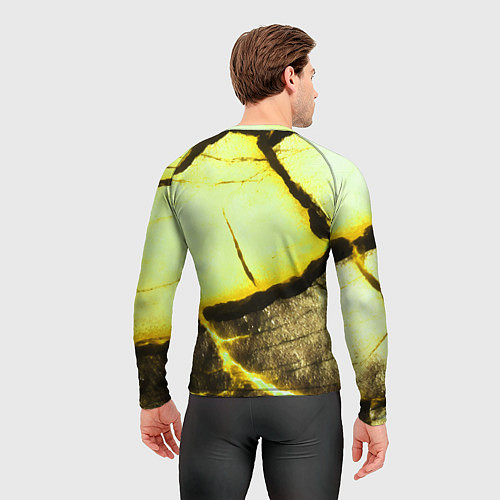 Мужской рашгард Трещины на абстрактном жёлтом фоне / 3D-принт – фото 4