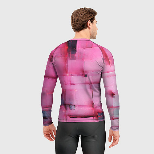 Мужской рашгард Чёрные пятна на розовом фоне абстракция / 3D-принт – фото 4