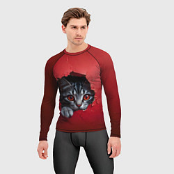 Рашгард мужской Выглядывающий котик, цвет: 3D-принт — фото 2