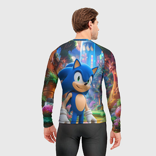 Мужской рашгард Sonic красочный мир / 3D-принт – фото 4