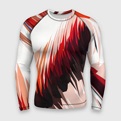 Мужской рашгард Чёрно-красные острые полосы на белом фоне