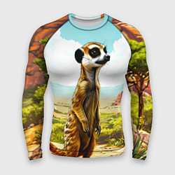 Рашгард мужской Сурикат в саванне, цвет: 3D-принт