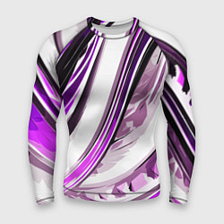 Мужской рашгард Волнистая бело-фиолетовая абстракция