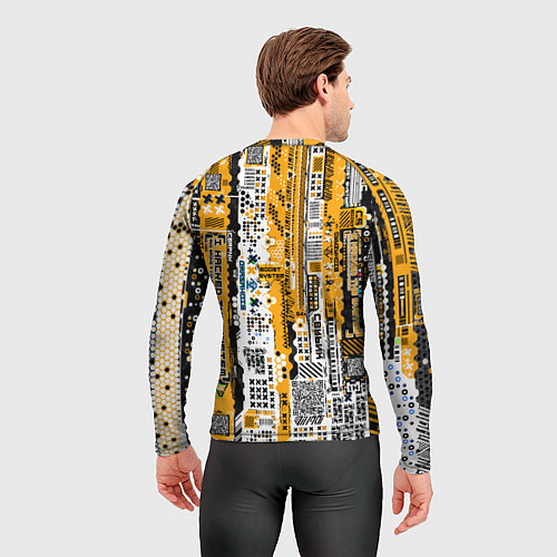 Мужской рашгард Cyberpunk pattern yellow / 3D-принт – фото 4
