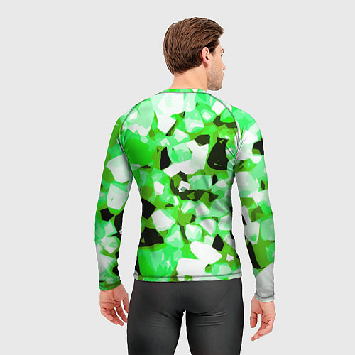 Мужской рашгард Green and white abstraction on a black background / 3D-принт – фото 4
