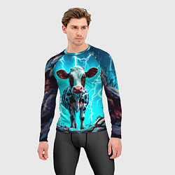 Рашгард мужской Корова в разрядах молнии, цвет: 3D-принт — фото 2