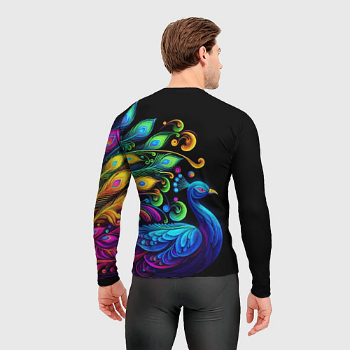 Мужской рашгард Neon peacock - art / 3D-принт – фото 4