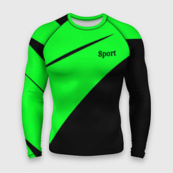 Рашгард мужской Sport кислотный зелёный с чёрным, цвет: 3D-принт