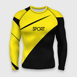 Рашгард мужской Sport жёлто-чёрный двуцветный, цвет: 3D-принт