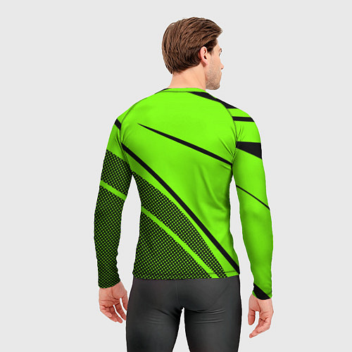 Мужской рашгард Sport ярко-зелёный с чёрным точечный / 3D-принт – фото 4