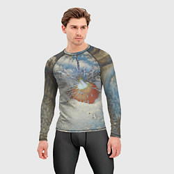 Рашгард мужской Искрящийся мандарин на снегу, цвет: 3D-принт — фото 2