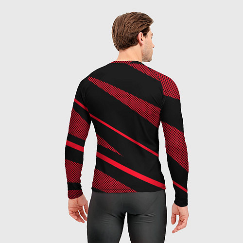 Мужской рашгард Sport чёрный и красный полосы / 3D-принт – фото 4
