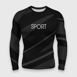 Рашгард мужской Sport чёрный с серым абстрактный, цвет: 3D-принт