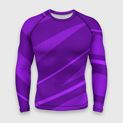 Мужской рашгард Фиолетовый однотонный абстракция с полосой