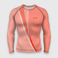 Рашгард мужской Sport персиковый с полосой, цвет: 3D-принт