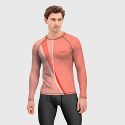 Рашгард мужской Sport персиковый с полосой, цвет: 3D-принт — фото 2