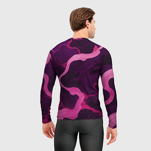 Мужской рашгард Узоры фиолетового и розового цвета / 3D-принт – фото 4