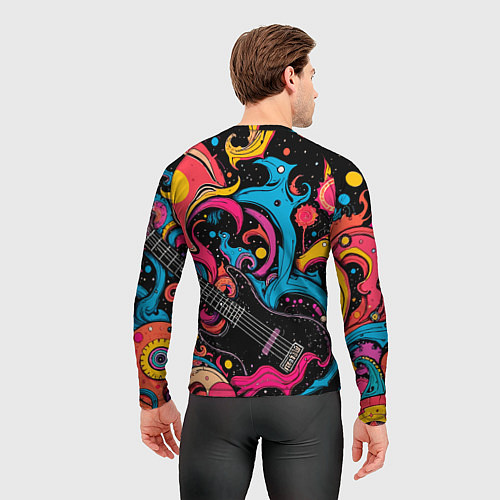 Мужской рашгард Psychedelic abstract guitar / 3D-принт – фото 4
