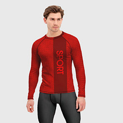 Рашгард мужской Sport красный текстурный с полосой, цвет: 3D-принт — фото 2