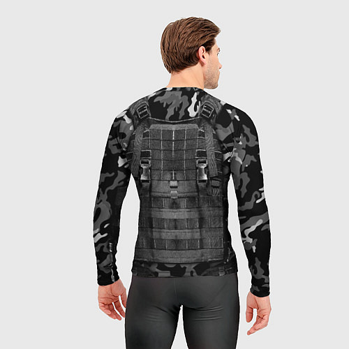 Мужской рашгард Бронежилет - черный камуфляж / 3D-принт – фото 4