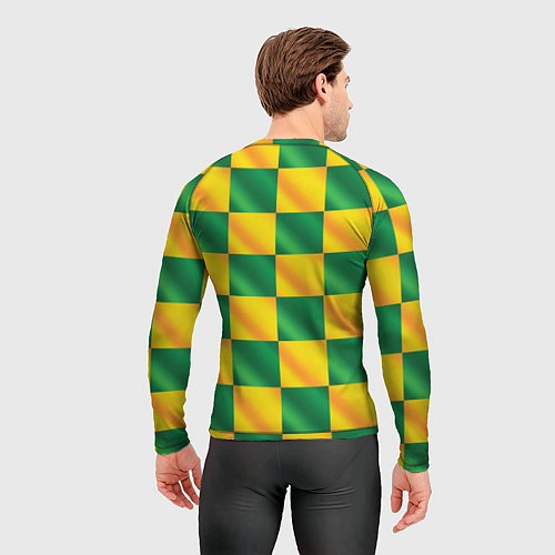 Мужской рашгард Желтый и зеленый геометрический паттерн / 3D-принт – фото 4