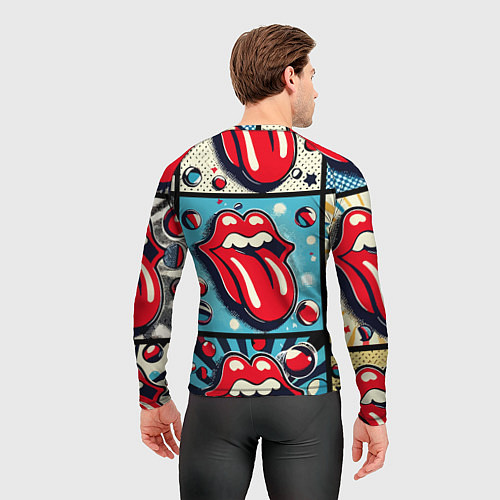 Мужской рашгард Rolling Stones logo - pop art / 3D-принт – фото 4