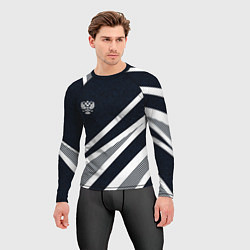 Рашгард мужской Герб России тёмно-синий с белым, цвет: 3D-принт — фото 2