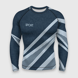 Рашгард мужской Sport синий текстурный с полосами, цвет: 3D-принт