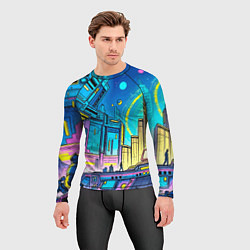 Рашгард мужской Космический город, цвет: 3D-принт — фото 2
