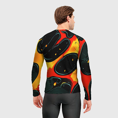 Мужской рашгард Оранжевые разломы текстура / 3D-принт – фото 4