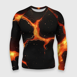Мужской рашгард Оранжевый разлом на черной текстуре