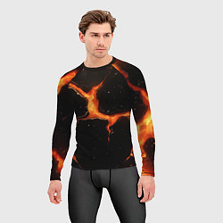 Рашгард мужской Оранжевый разлом на черной текстуре, цвет: 3D-принт — фото 2
