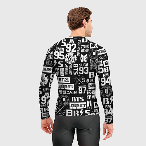 Мужской рашгард Bangtan Boys pattern black / 3D-принт – фото 4