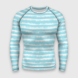 Рашгард мужской Бело-голубой полосатый паттерн, цвет: 3D-принт