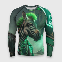 Рашгард мужской Cyperpunk zebra, цвет: 3D-принт