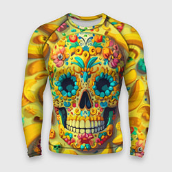 Мужской рашгард Красочный летний паттерн с черепом - нейроарт