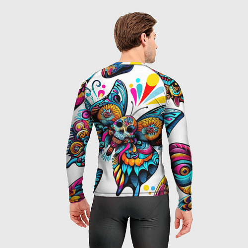 Мужской рашгард Бабочка и череп - нейроарт паттерн / 3D-принт – фото 4