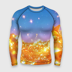 Рашгард мужской Золотые шарики на голубом фоне, цвет: 3D-принт