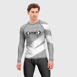 Рашгард мужской Sport чёрно-белый с полосой, цвет: 3D-принт — фото 2