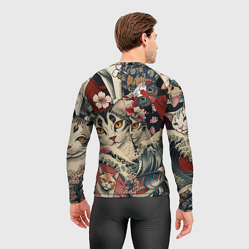 Мужской рашгард Котики и рыбки в сакуре / 3D-принт – фото 4