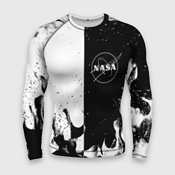 Рашгард мужской Nasa черно белый огонь, цвет: 3D-принт