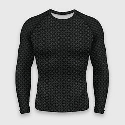 Рашгард мужской Чёрный текстурированный мелкие квадраты, цвет: 3D-принт